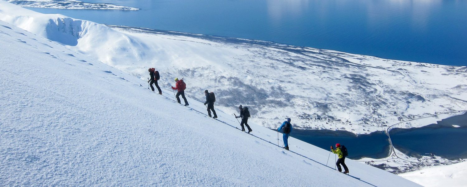 cruising down on a splitboard